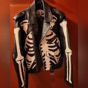 Skeleton leather motorcycle jacket